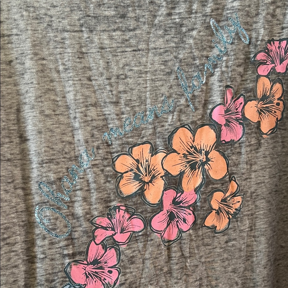 Disney Gray Long Sleeve Shirt with Stitch and Floral Design - Picture 5 of 6